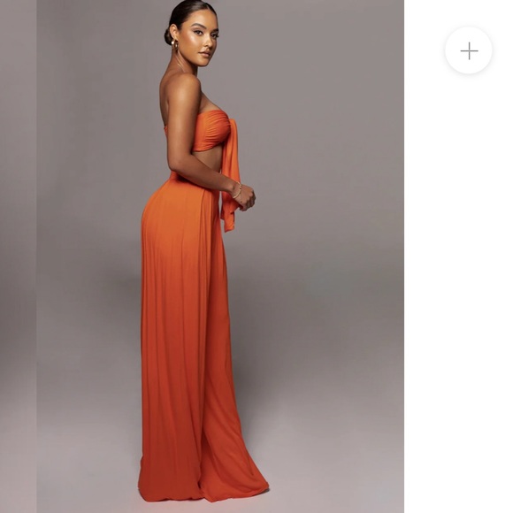 Two Piece Set - Tie Knot Top and Bottom Flowy Pants - Picture 3 of 6